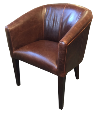 Vintage Brown Leather Tub Chair