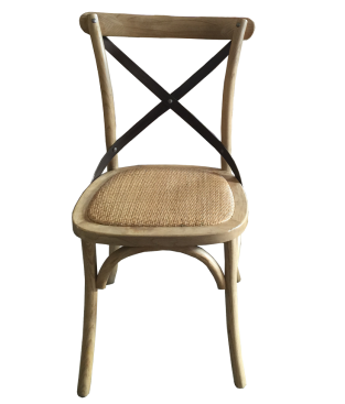 Metal Cross Back Chair (Natural Oak)