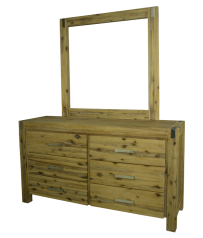 Acacia Country Style Dresser with Mirror